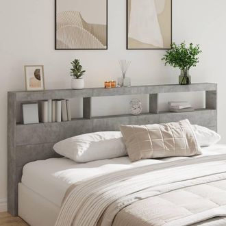 vidaXL Vidaxl - Testiera Con Contenitore A Led Grigio Cemento 220x17x102 Cm
