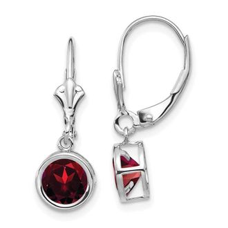 Diamond2Deal 14k White Gold 6mm Garnet Drop Dangle Earrings