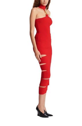 Balmain Sleeveless knit top with embellished detail in Red at Nordstrom, Size 34 Eu