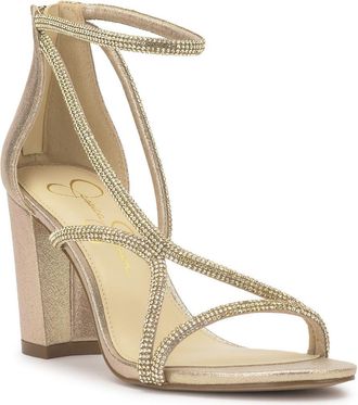 Jessica Simpson Shiny Ankle Strap Sandal in Champagne at Nordstrom, Size 8.5