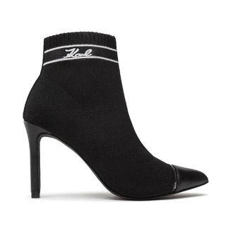 Karl Lagerfeld Heeled Boots, female, Black, Size: 10 US Pandara Mid Knit Signia Boot