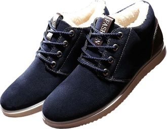 Generic Mens Fleece Snow Boots Classic Lace-ups Sneakers Winter Warm Shoe Fashion Lightweight Boots Plus Size Durable Footwear for Outdoor Cycling Hiking Skii