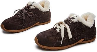 Generic Women winter plush warm snow boots anti slip sports and casual snow boots (brown,6.5)