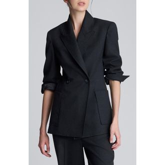 Kenneth Cole Double Breasted Blazer in Char Cole at Nordstrom, Size X-Large