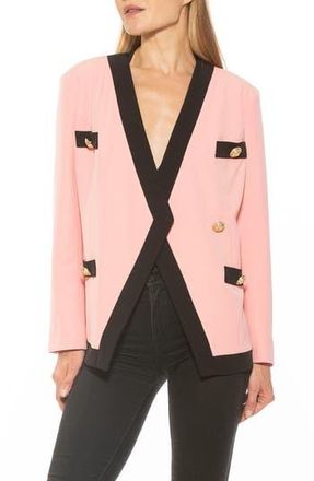 Alexia Admor Emele Oversize Contrast Trim Blazer in Pink/Black at Nordstrom Rack, Size Small