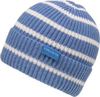 Chillouts Beanie CHILLOUTS Jette Hat, Damen, blau, Rippstrick, Kunstfaser, gestreift, M&uuml;tzen Beanie, mit elastischer Passform und Umschlag