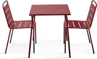 Oviala Conjunto mesa de jard&iacute;n cuadrada y 2 sillas p&uacute;rpura