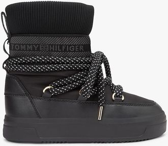Tommy Hilfiger Womens Water-Repellent Lace-Up Snow Boot - Black - US 6.5 / EU 37