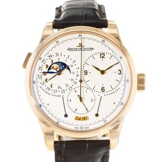 Jaeger-LeCoultre Pre-owned Jaeger-LeCoultre Duometre Hand Wind Moon Phase Silver Dial Mens Watch Q6042421