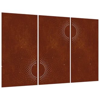 vidaXL Adorno Pared Jard&iacute;n 3 Uds Acero Corten Dise&ntilde;o Sol 105x55 Cm Vidaxl