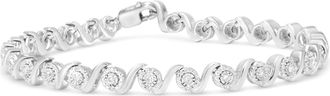 House of Brilliance 925 Sterling Silver 1/2 Cttw Round Diamond Halo S-Link Bracelet