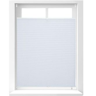 Relaxdays Set da 4 Tende Plissettate a Rullo, in Tessuto e Poliestere, per Interni, Senza Trapano, HxL 90x130 cm, Bianco