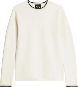 Yohji Yamamoto Knit Base Top - Heren - Ronde hals truien - Wit - M - Polyester - Truien & Vesten