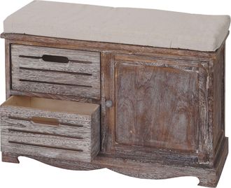 Hhg Hhg - Banco 475, Banco C&oacute;moda, Aspecto Shabby Vintage Certificado Mvg 49x71x32cm Marr&oacute;n
