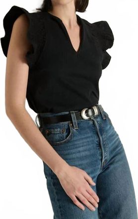 Nation Ltd Christa Ruffle Sleeve Top In Black