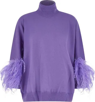 Alberta Ferretti Top de cuello alto ajustado - Knitwear - Mujer - P&uacute;rpura - S