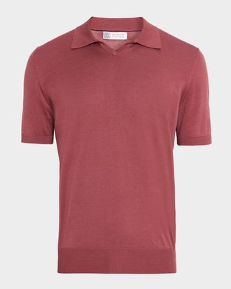 Brunello Cucinelli Mens Cotton Johnny Collar Polo Sweater
