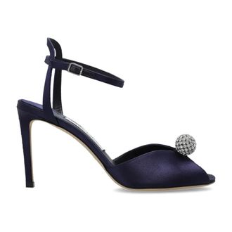 Jimmy Choo London High Heel Sandals, female, Blue, Size: 8 1/2 US Sacora 85 Satin Heeled Sandals