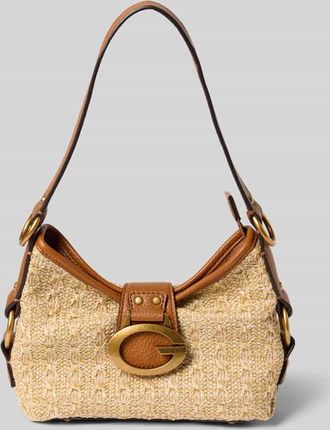 Guess Shoulder Bag in Flecht-Optik Modell Camden in Beige, Gr&ouml;&szlig;e 1
