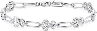Crislu Oval Link Paperclip Chain Bracelet in Pure Platinum Clear Cz at Nordstrom, Size 7