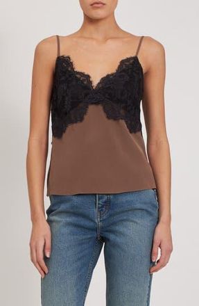 Rebecca Minkoff Lace Trim Silk Camisole in Drum at Nordstrom Rack, Size 6