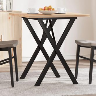 vidaXL Vidaxl - Mesa De Comedor Marco X Madera Maciza Pino Y Acero 70x70x75,5cm