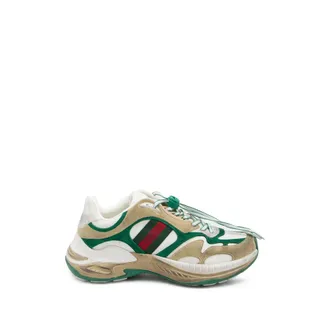 Gucci Drawstring Stripe Leather Sneakers