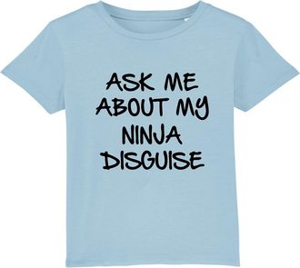 Generic Ask Me About My Ninja Disguise T-Shirt, Funny Fancy Dress Prank Costume Flip Unisex Kids Adults Flip Top (Sky, 12 Years)
