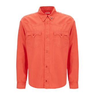 Versace Casual Shirts, male, Red, Size: M Flap-pocket Shirt