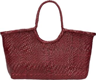 Dragon Diffusion Nantucket Optical Woven Leather Shopper - Dames - Shoppers - Rood - ONE Size - Leer - Tassen