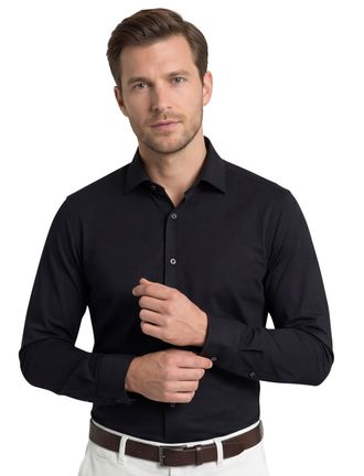 Olymp level five overhemd zwart jersey