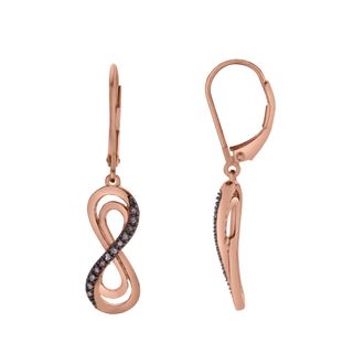 LuvMyJewelry Vireya Sterling Silver 0.08 Ct Diamond Infinity Dangle Earrings