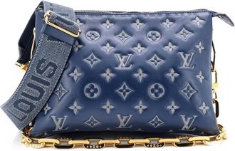 Louis Vuitton Coussin Bag Denim Printed Monogram Embossed Lambskin PM crossbody bag - Blu