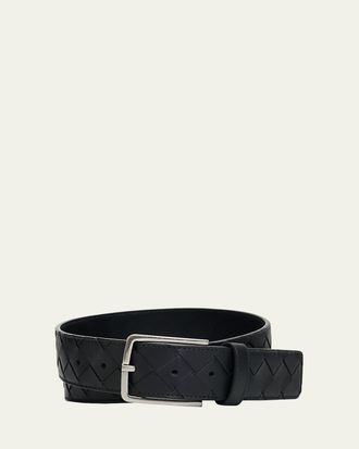Bottega Veneta Mens Maxi-Intrecciato Leather Belt