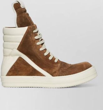 Rick Owens leather panelled high-top sneakers