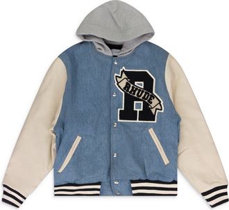 Rhude Multicolor Indigo/Cream Varsity Jacket