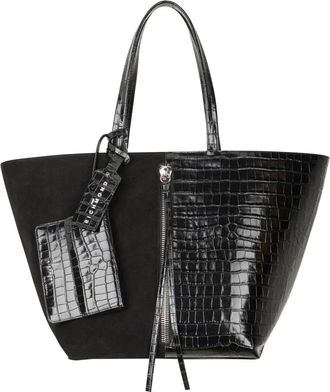 John Richmond Borsa Tote Bi-materica con Stampa Coccodrillo - Dames - Shoppers - Zwart - ONE Size - Leer - Tassen