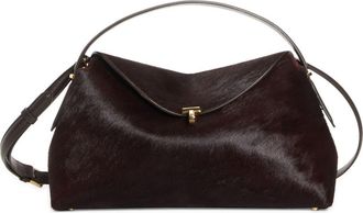 Toteme T-Lock Genuine Calf Hair Top Handle Bag in Wine at Nordstrom