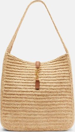 Saint Laurent Le 5 &agrave; 7 Large raffia shoulder bag