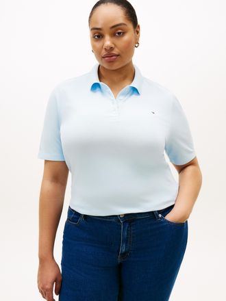 Tommy Hilfiger Poloshirt TOMMY HILFIGER CURVE CRV 1985 REG PIQUE POLO SS, Damen, Gr. 48, keepsake blau, Single Jersey, Obermaterial: 96% Baumwolle, 4% Elasthan, unif