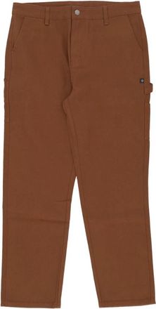 Dolly Noire Canvas Timmerman Broek met Elastische Taille - Heren - Straight fit broeken - Bruin - XS - Katoen - Broeken