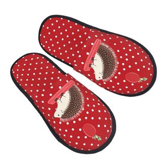 Generic Slippers Red Polka Dot Hedgehog Breathable Plush Slippers Lightweight Anti-Slide Slipper For Indoor Travel Guest Room L