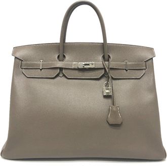 Herm&egrave;s Brown Etoupe Gray Epsom Leather Handbag Tote Bag (Pre-Owned)