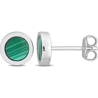 Delmar Sterling Silver Malachite Stud Earrings in Green at Nordstrom Rack