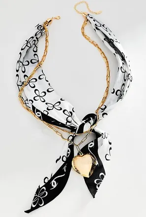 Maeve Logo Silk Scarf Necklace