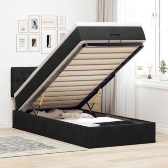 vidaXL Estructura De Cama Otomana Colch&oacute;n Terciopelo Negro 100x200cm