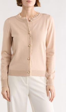 By Design Alma Ruffle Cardigan in Shifting Sand at Nordstrom Rack, Size X-Large