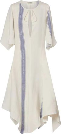 J.W.Anderson Asymmetrische Linnen Maxi Jurk - Dames - Maxi kleedjes - Wit - XS - Linnen - Kleedjes