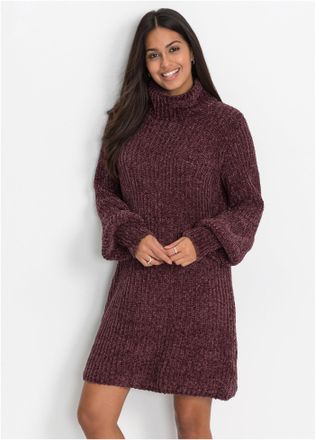Bonprix Strickkleid BONPRIX Chenille Strickkleid aus recyceltem Polyester, Damen, Gr. 52/54 (XXL), N-Gr, lila (aubergine), Obermaterial: 100% Polyester, slim 