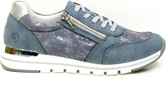 Remonte Blauwe Combi Sneaker met Metallic Accenten - Dames - Sneakers - Blauw - 37 EU - Schoenen